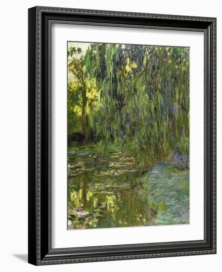 Weeping Willows, the Waterlily Pond at Giverny, C.1918-Claude Monet-Framed Giclee Print