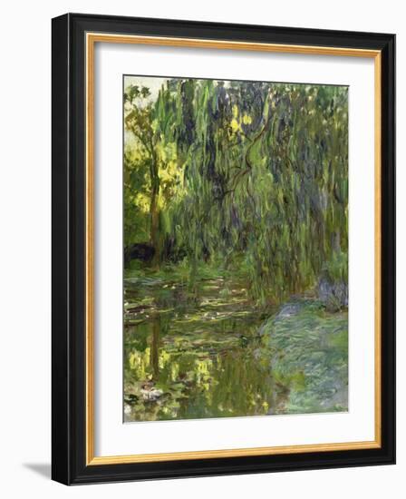 Weeping Willows, the Waterlily Pond at Giverny, C.1918-Claude Monet-Framed Giclee Print