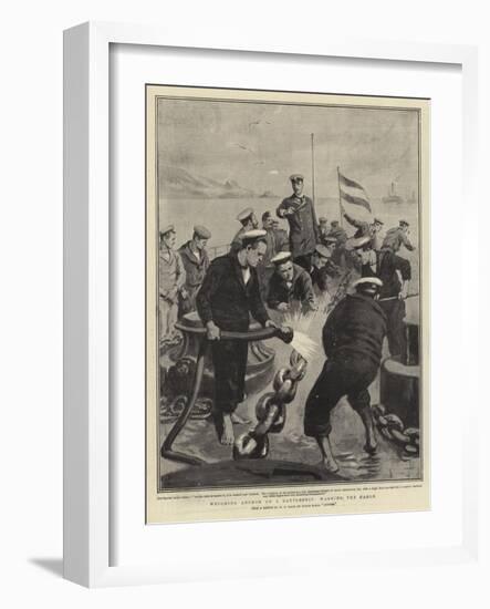 Weighing Anchor on a Battleship, Washing the Cable-William T. Maud-Framed Giclee Print