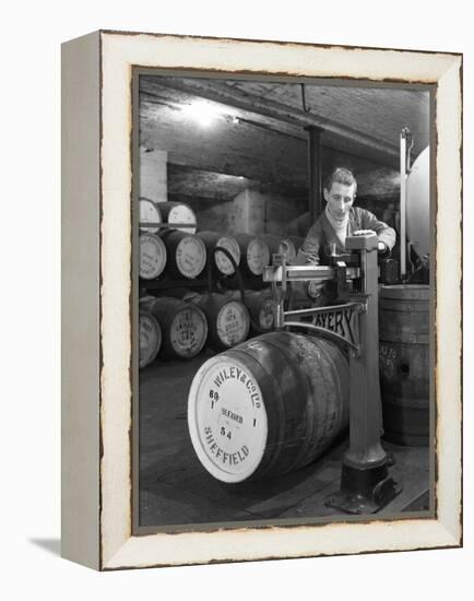 Weighing Barrels of Blended Whisky at Wiley and Co, Sheffield, South Yorkshire, 1960-Michael Walters-Framed Premier Image Canvas