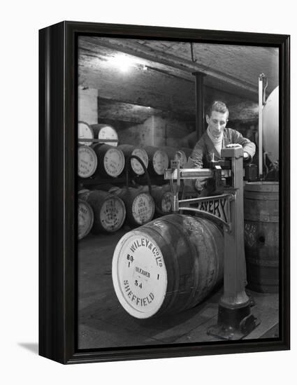 Weighing Barrels of Blended Whisky at Wiley and Co, Sheffield, South Yorkshire, 1960-Michael Walters-Framed Premier Image Canvas