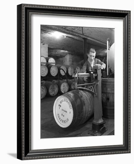 Weighing Barrels of Blended Whisky at Wiley and Co, Sheffield, South Yorkshire, 1960-Michael Walters-Framed Photographic Print
