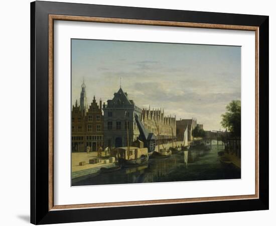 Weighing House and Crane on the Spaarne, Haarlem, 1660-98-Gerrit Berckheyde-Framed Art Print