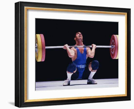 Weightlifter in Action-null-Framed Photographic Print