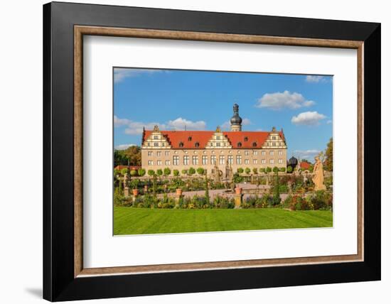 Weikersheim Renaissance Castle with baroque garden in Taubertal Valley, Weikersheim, Romantic Road-Markus Lange-Framed Photographic Print