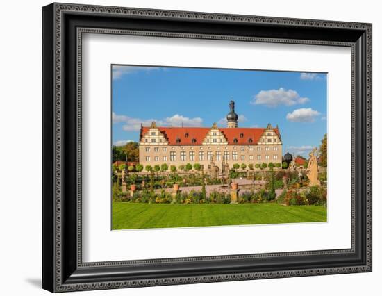 Weikersheim Renaissance Castle with baroque garden in Taubertal Valley, Weikersheim, Romantic Road-Markus Lange-Framed Photographic Print