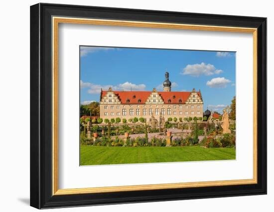 Weikersheim Renaissance Castle with baroque garden in Taubertal Valley, Weikersheim, Romantic Road-Markus Lange-Framed Photographic Print