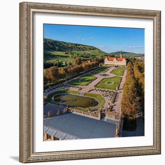 Weikersheim Renaissance Castle with baroque garden in Taubertal Valley, Weikersheim, Romantic Road-Markus Lange-Framed Photographic Print