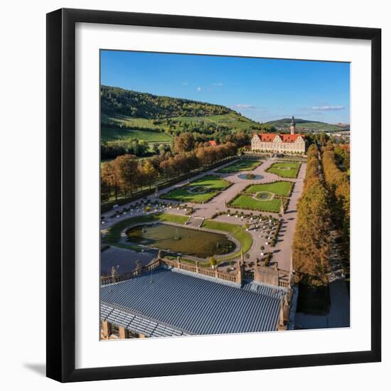 Weikersheim Renaissance Castle with baroque garden in Taubertal Valley, Weikersheim, Romantic Road-Markus Lange-Framed Photographic Print