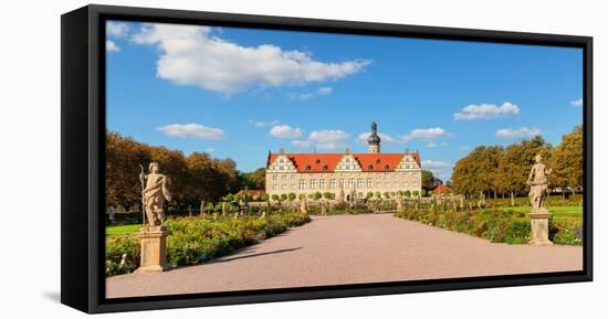 Weikersheim Renaissance Castle with baroque garden in Taubertal Valley, Weikersheim, Romantic Road-Markus Lange-Framed Premier Image Canvas