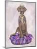 Weimaraner on Purple Cushion-Fab Funky-Mounted Art Print