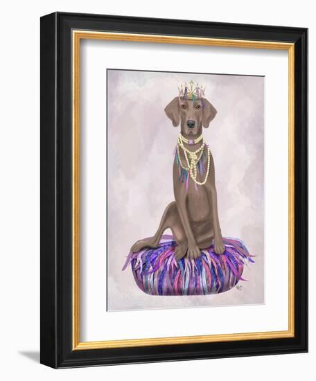 Weimaraner on Purple Cushion-Fab Funky-Framed Art Print