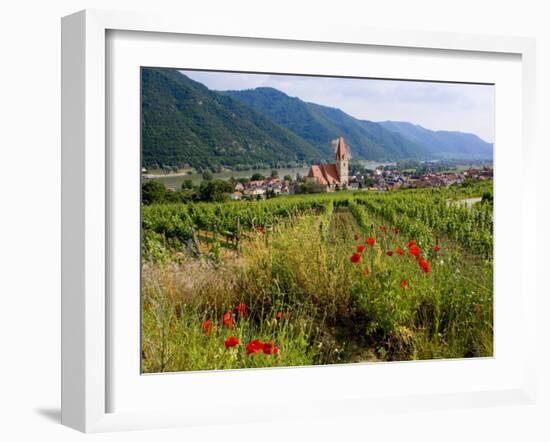 Weissenkirchen Pfarrkirche and Vineyards, Wachau, Lower Austria, Austria-Charles Bowman-Framed Photographic Print