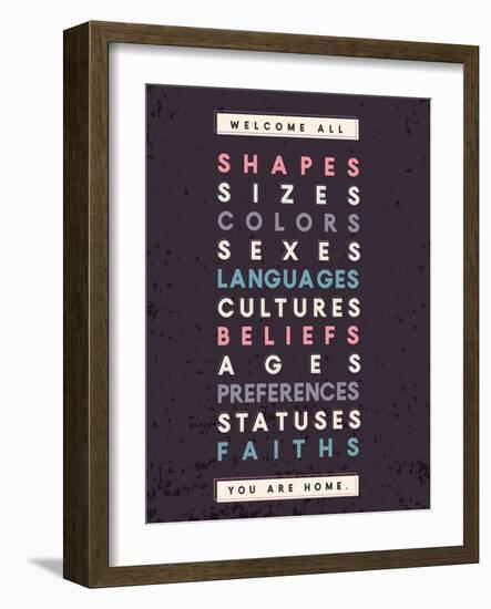 Welcome All Print In Grey-Kindred Sol Collective-Framed Art Print