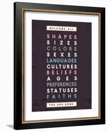 Welcome All Print In Grey-Kindred Sol Collective-Framed Art Print