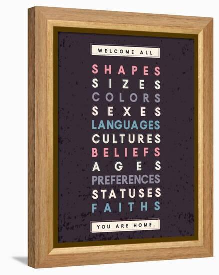 Welcome All Print In Grey-Kindred Sol Collective-Framed Stretched Canvas