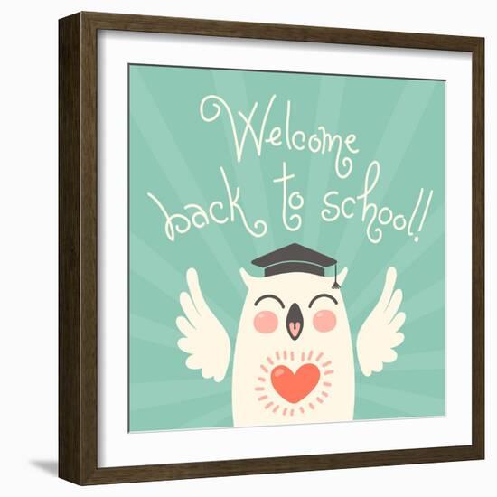 Welcome Back to School. Card with an Owl.-Baksiabat-Framed Art Print