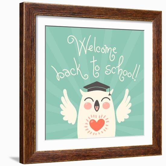 Welcome Back to School. Card with an Owl.-Baksiabat-Framed Art Print