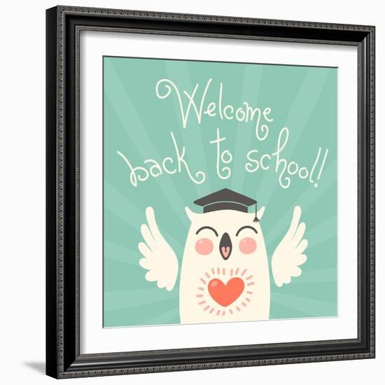 Welcome Back to School. Card with an Owl.-Baksiabat-Framed Art Print