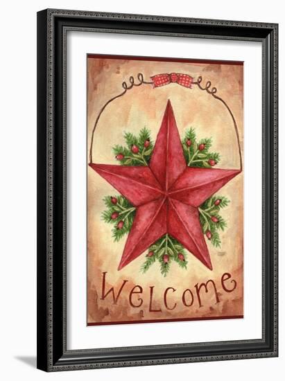 Welcome Barn Star With Berries-Melinda Hipsher-Framed Giclee Print