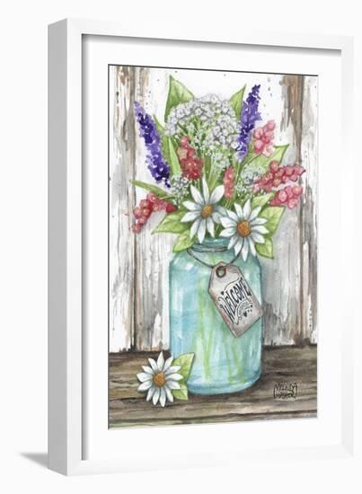 Welcome Friends Mason Jar of Daisies-Melinda Hipsher-Framed Giclee Print