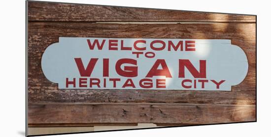 Welcome greeting sign of Heritage City Vigan, Ilocos Sur, Philippines-null-Mounted Photographic Print