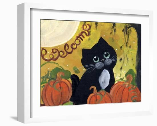 Welcome Halloween Black Cat-sylvia pimental-Framed Art Print