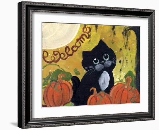 Welcome Halloween Black Cat-sylvia pimental-Framed Art Print