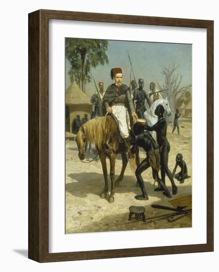 Welcome of an Explorer in an African Village (An Exotic Visitor), 1857-Jules Didier-Framed Giclee Print