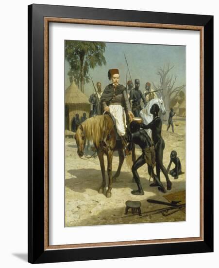 Welcome of an Explorer in an African Village (An Exotic Visitor), 1857-Jules Didier-Framed Giclee Print