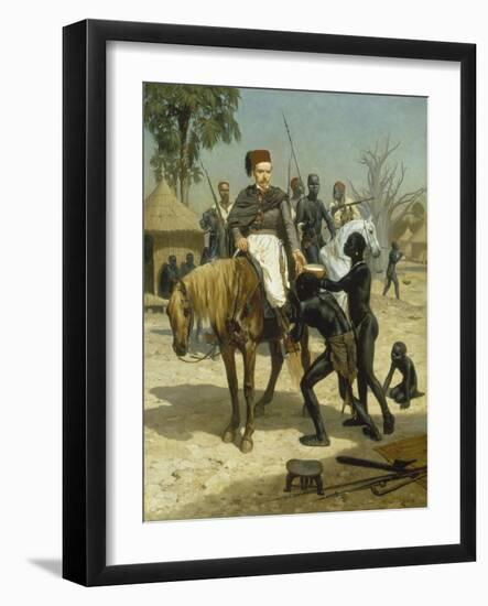 Welcome of an Explorer in an African Village (An Exotic Visitor), 1857-Jules Didier-Framed Giclee Print