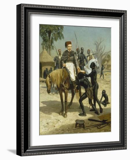 Welcome of an Explorer in an African Village (An Exotic Visitor), 1857-Jules Didier-Framed Giclee Print