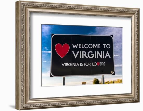 Welcome sign, entrance to the state of Virgina-null-Framed Photographic Print