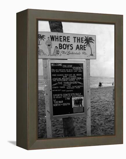Welcome Sign for Spring Breakers, 1962-null-Framed Premier Image Canvas