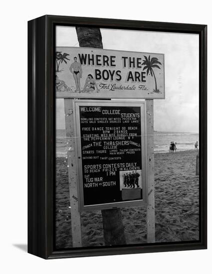 Welcome Sign for Spring Breakers, 1962-null-Framed Premier Image Canvas