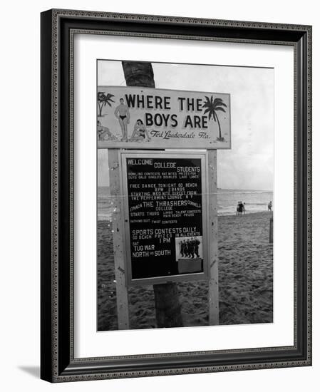 Welcome Sign for Spring Breakers, 1962-null-Framed Photographic Print