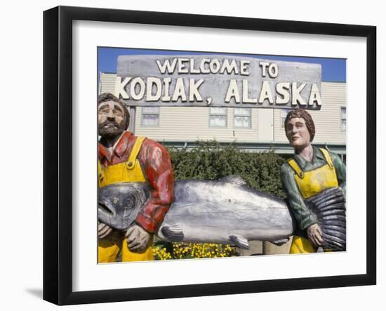 Welcome Sign, Kodiak Island, Kodiak, Alaska, USA-Ken Gillham-Framed Photographic Print