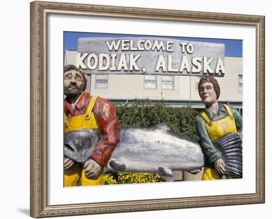 Welcome Sign, Kodiak Island, Kodiak, Alaska, USA-Ken Gillham-Framed Photographic Print