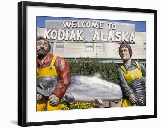 Welcome Sign, Kodiak Island, Kodiak, Alaska, USA-Ken Gillham-Framed Photographic Print