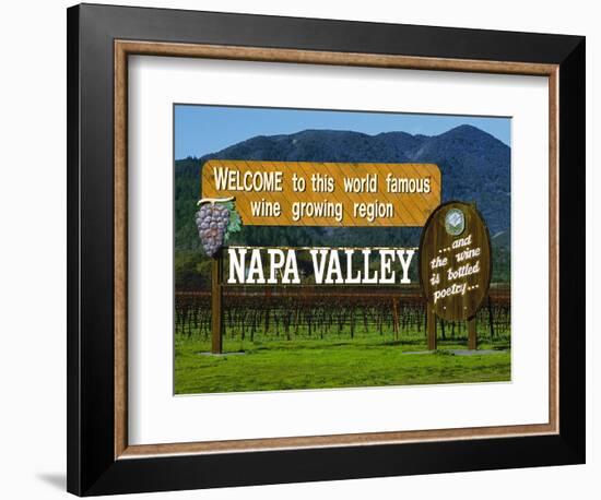 Welcome Sign, Napa Valley, California-John Alves-Framed Photographic Print