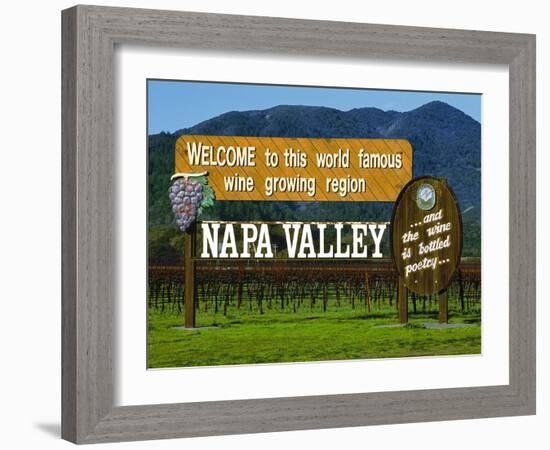 Welcome Sign, Napa Valley, California-John Alves-Framed Photographic Print