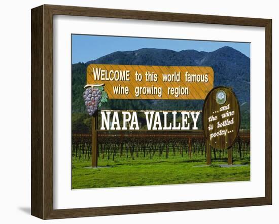 Welcome Sign, Napa Valley, California-John Alves-Framed Photographic Print