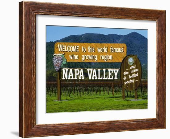 Welcome Sign, Napa Valley, California-John Alves-Framed Photographic Print