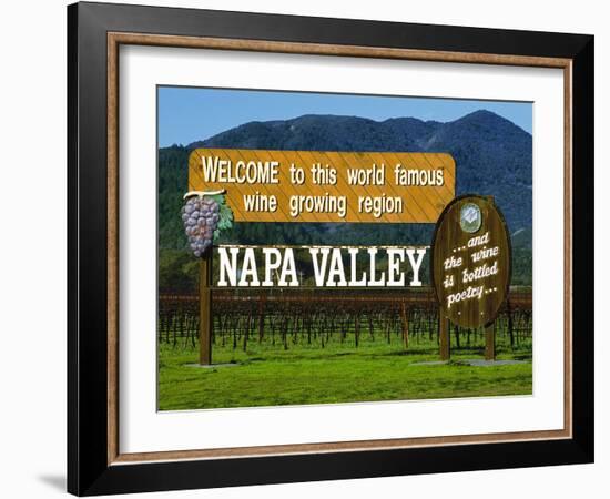 Welcome Sign, Napa Valley, California-John Alves-Framed Photographic Print