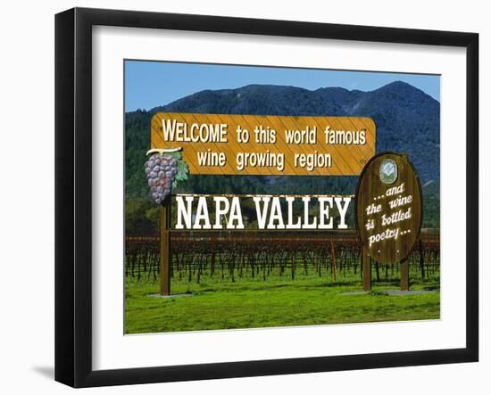 Welcome Sign, Napa Valley, California-John Alves-Framed Photographic Print