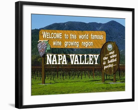 Welcome Sign, Napa Valley, California-John Alves-Framed Photographic Print