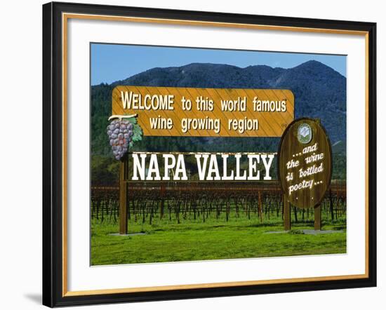 Welcome Sign, Napa Valley, California-John Alves-Framed Photographic Print