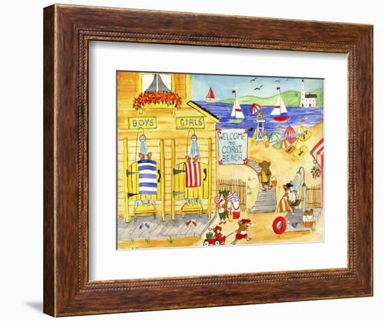 Welcome To Corgi Dog Beach-Cheryl Bartley-Framed Giclee Print