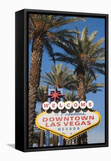 Welcome to Downtown Las Vegas Sign, Las Vegas, Nevada, USA-Michael DeFreitas-Framed Premier Image Canvas