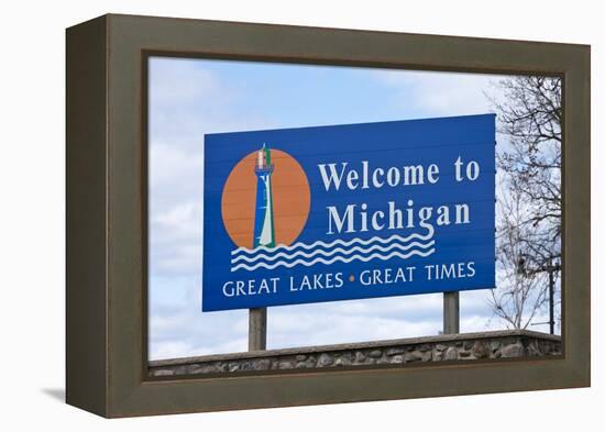 Welcome to Michigan Sign-Paul Souders-Framed Premier Image Canvas